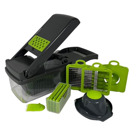 Vegetable Chopper | Multifunctional 12 in 1 Food Chopper | Kitchen Vegetable Slicer Dicer Cutter | Pro Onion Chopper | Veggie Chopper With 8 Blades | Carrot and Garlic Chopper With Container